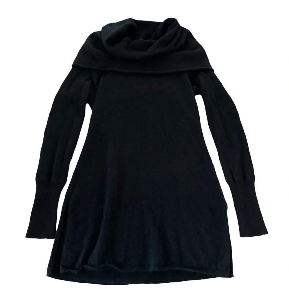 Sak’s 5th Avenue Womens Small Black 100% Cashmere Cowl Neck Longline Sweater Top